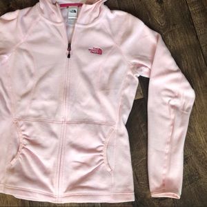The North Face light pink zip up jacket with pockets
